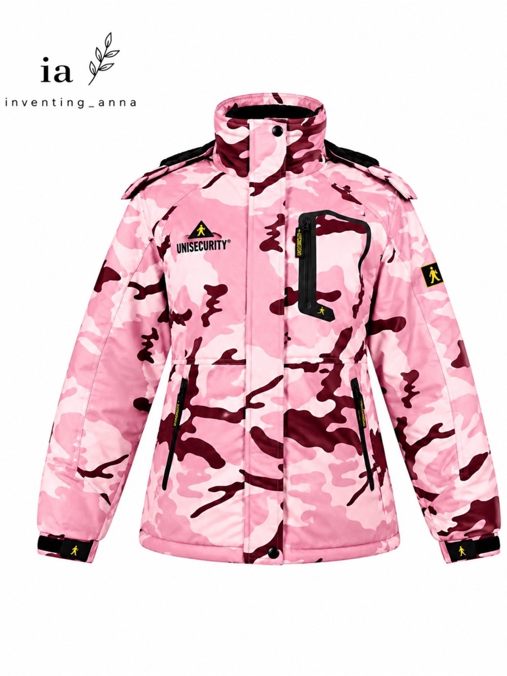 MOERDENG Pink Camo Insulated Jacket w/Hoodie, Waterproof with Faux Fur Lining